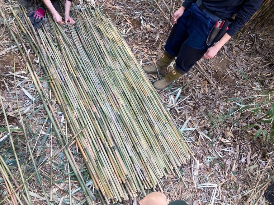 篠竹をすだれ状に組みました